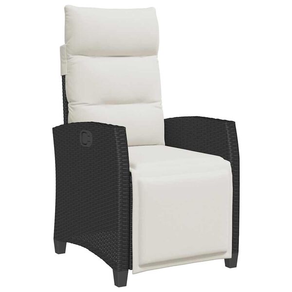 vidaXL Reclining Garden Chair Black PE rattan, powder-coated steel Medium