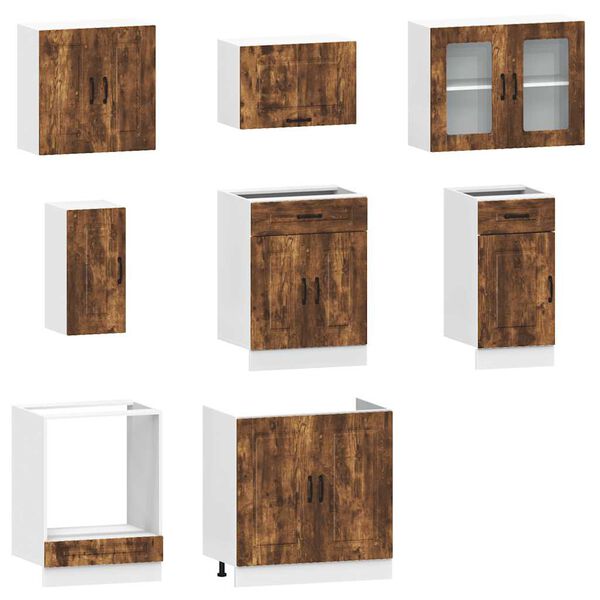 vidaXL Kitchen Cabinet Set Smoked oak Engineered wood Medium