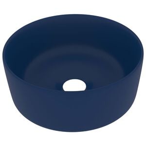vidaXL Luxury Wash Basin Round Matt Dark Blue 15.7x5.9" Ceramic