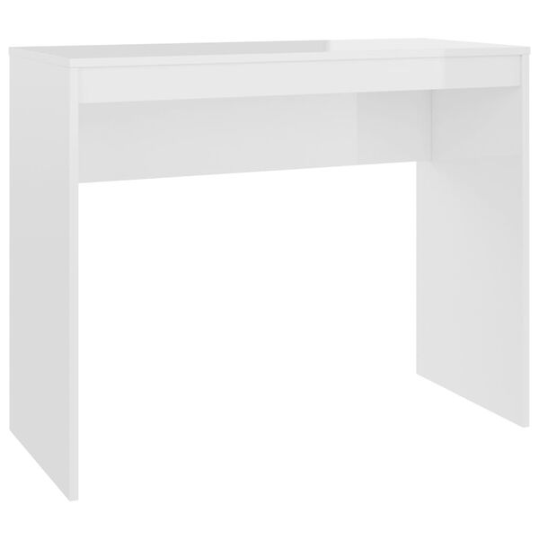 vidaXL Desk High gloss white Engineered wood Compact Sleek Desk