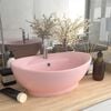 vidaXL Luxury Basin Overflow Oval Matt Pink 23.0x15.4" Ceramic