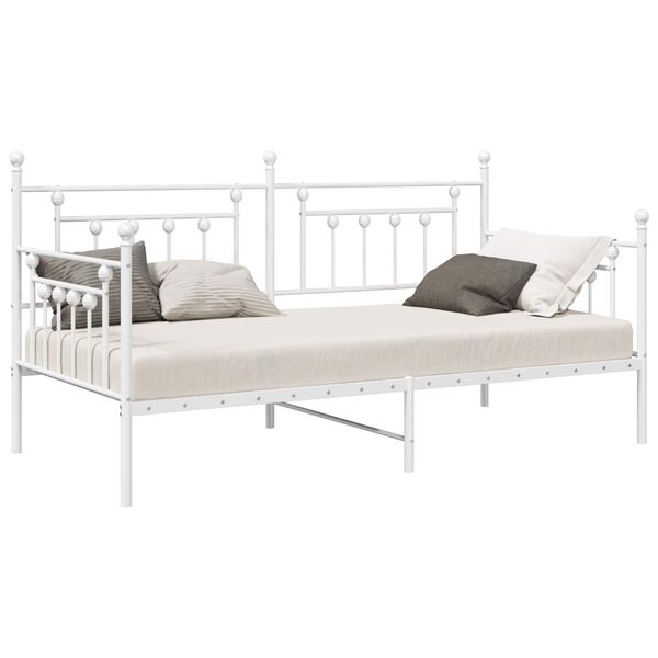vidaXL Daybed Frame with Headboard White Twin Steel