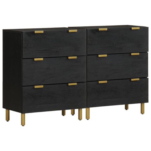 vidaXL Sideboard Black Engineered wood, Solid mango wood, Brass Medium