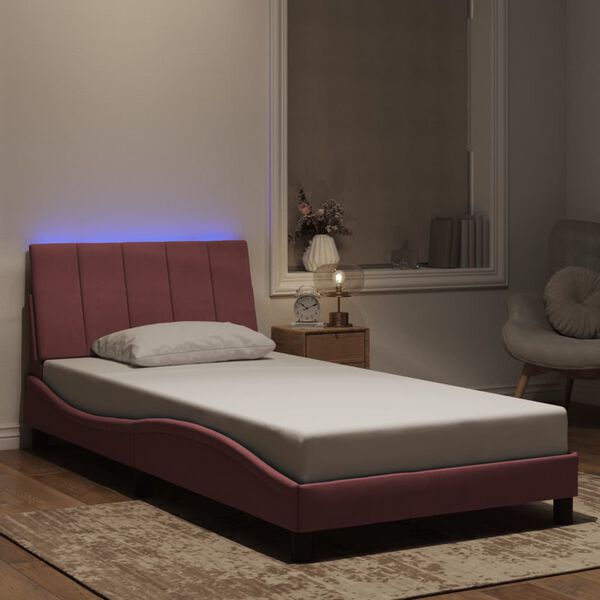 vidaXL Bed Frame Pink Velvet Twin Colorful Bed Frame Rectangular