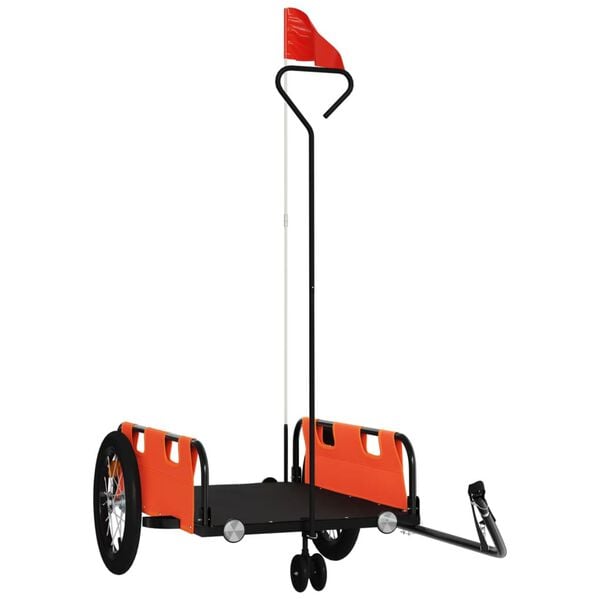 vidaXL Bike Trailer Orange Oxford Fabric and Iron