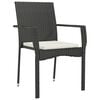 vidaXL Garden Chair Set of 2 Black Poly Rattan, Powder-Coated Steel