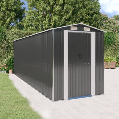 vidaXL Garden Shed Anthracite 75.6"x238.6"x87.8" Galvanized Steel