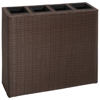 vidaXL Garden Raised Bed with 4 Pots 2 pcs Poly Rattan Brown