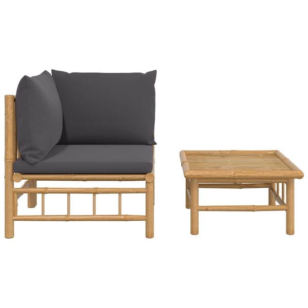 vidaXL Garden Lounge Set Natural Bamboo Bamboo Compact Modular