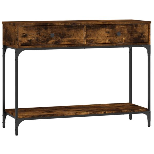 vidaXL Console Table Smoked Oak Engineered wood, Metal Standard Storage