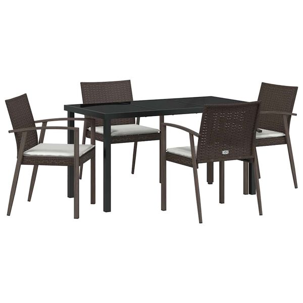 vidaXL Garden Dining Set 5 pcs Brown and Black PE Rattan
