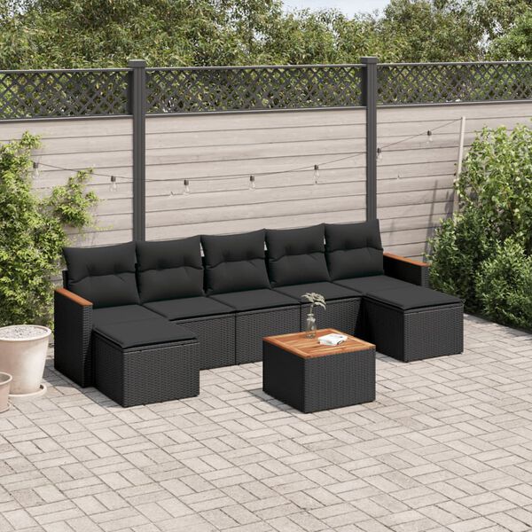 vidaXL Garden Sofa Set Black