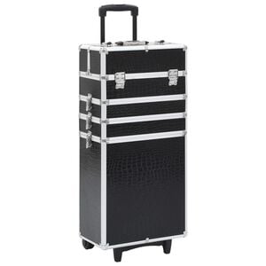 vidaXL Make-up Trolley Aluminum Black with Crocodile Pattern