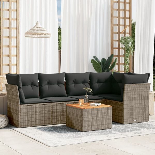 vidaXL Garden Sofa Set Grey and Brown