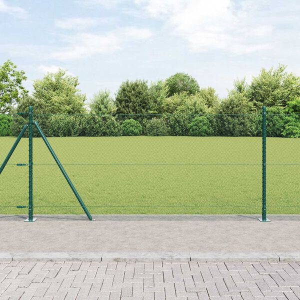 vidaXL Fence Post Green 164.04 x 3.28 ft (0.51 in mesh) Steel and PVC