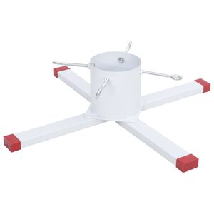 vidaXL Christmas Tree Stand White and Red Metal and Plastic Medium