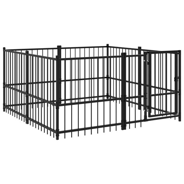 vidaXL Dog Kennel Black Powder-coated steel Large Dog Kennel
