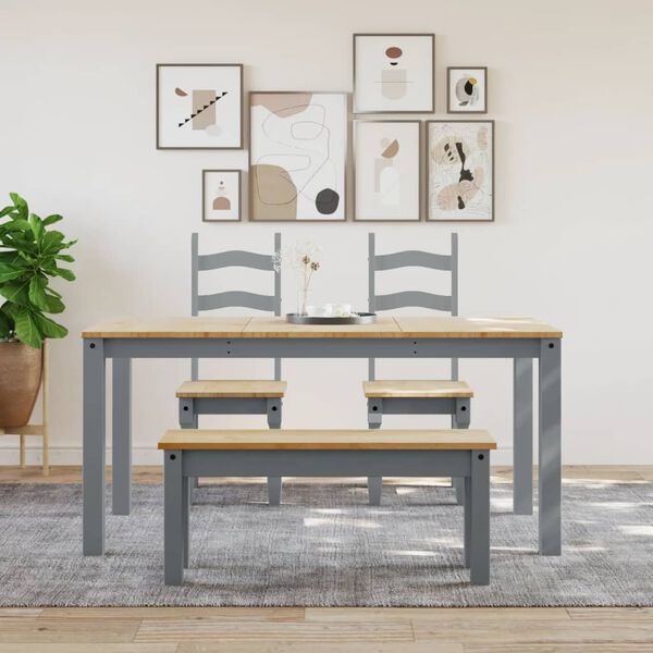 vidaXL Dining Bench Grey Solid pine wood Medium Durable Dining Bench