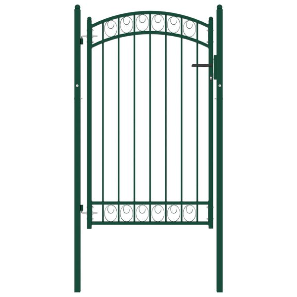 vidaXL Fence Gate with Arched Top Steel 39.4x59.1" Green