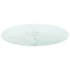 vidaXL Table Top White with marble pattern Tempered Glass Medium Sturdy
