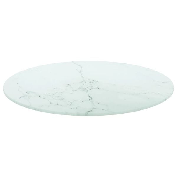 vidaXL Table Top White with marble pattern Tempered Glass Medium Sturdy