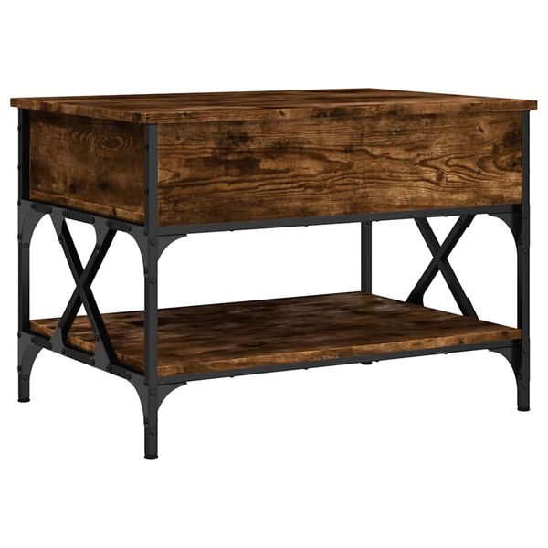 vidaXL Coffee Table Smoked Oak 27.6"x19.7"x19.7" Engineered Wood and Metal