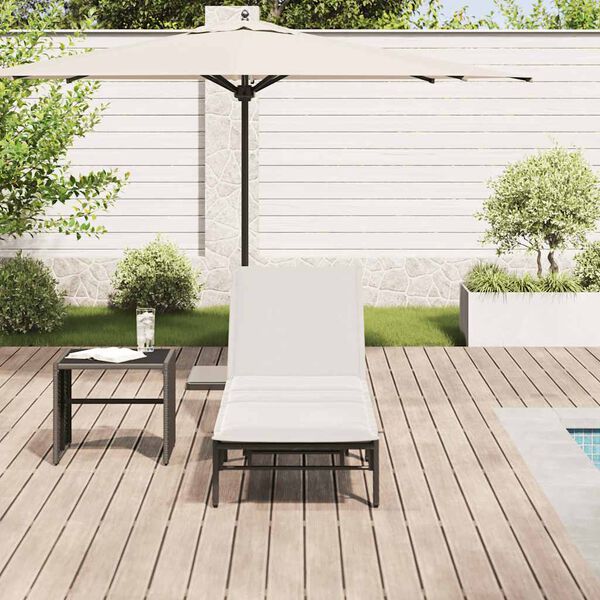 vidaXL Sun Lounger Black PE rattan Standard Sun Lounger Rectangular