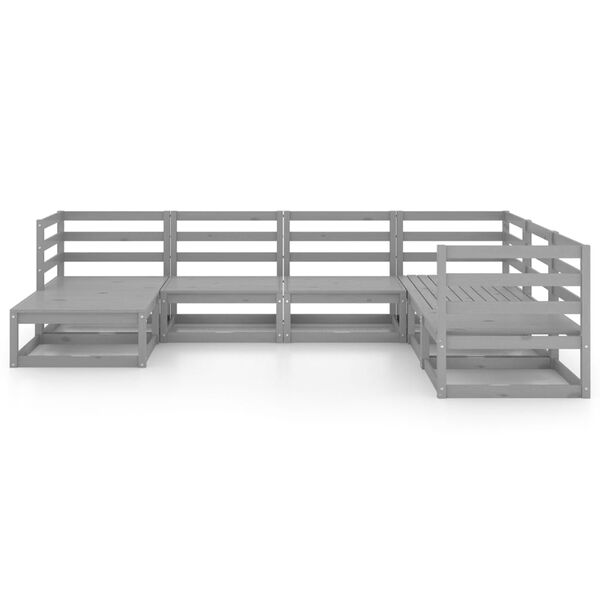 vidaXL Garden Lounge Set Gray Solid pine wood Large Modular