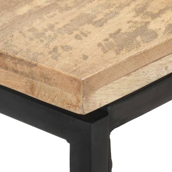 vidaXL Console Table Natural Wood, Black Solid Mango Wood, Iron