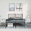 vidaXL Bed Frame Black Powder-Coated Steel Double Bed Frame