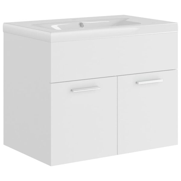 vidaXL Sink Cabinet With Basin White Engineered Wood, Ceramic Medium