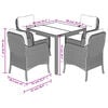 vidaXL Garden Dining Set Grey PE Rattan Seats 4 Removable Covers