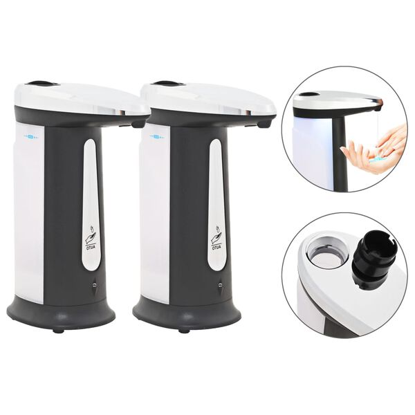 vidaXL Soap Dispenser Black, silver, milk white Plastic Standard