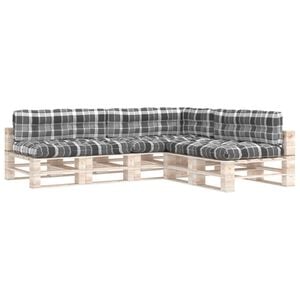 vidaXL Sofa Cushion Set of 7 Gray check pattern 100% polyester Large
