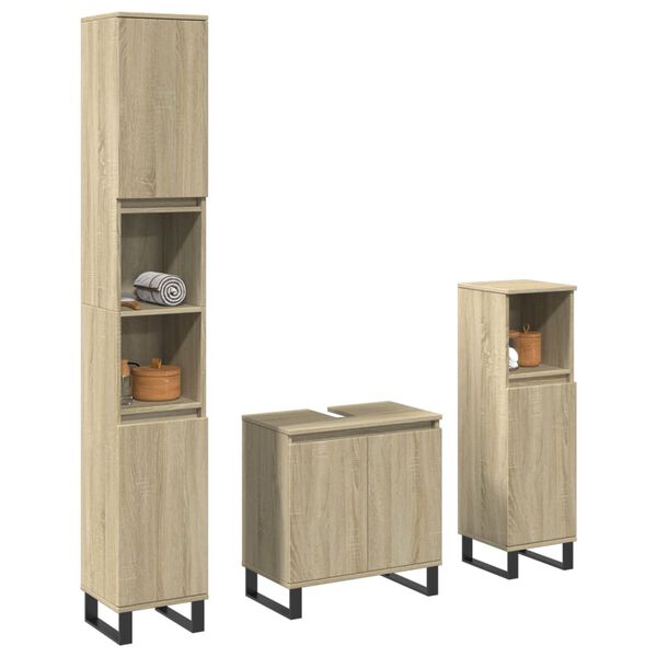 vidaXL Bathroom Furniture Set Sonoma oak Engineered wood, Iron Standard
