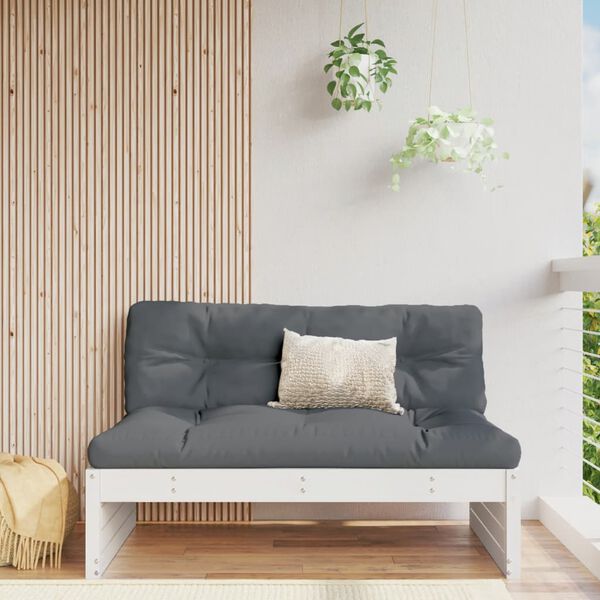 vidaXL Garden Middle Sofa White Solid Pine Wood 47.2x31.5 in Modular