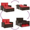 vidaXL Patio Sofa Brown and Red Poly Rattan 2-Seater
