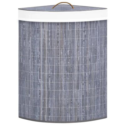 vidaXL Bamboo Corner Laundry Basket Gray 15.9 gal