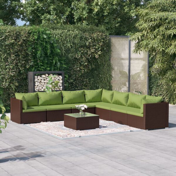 vidaXL Garden Lounge Set Brown, Green