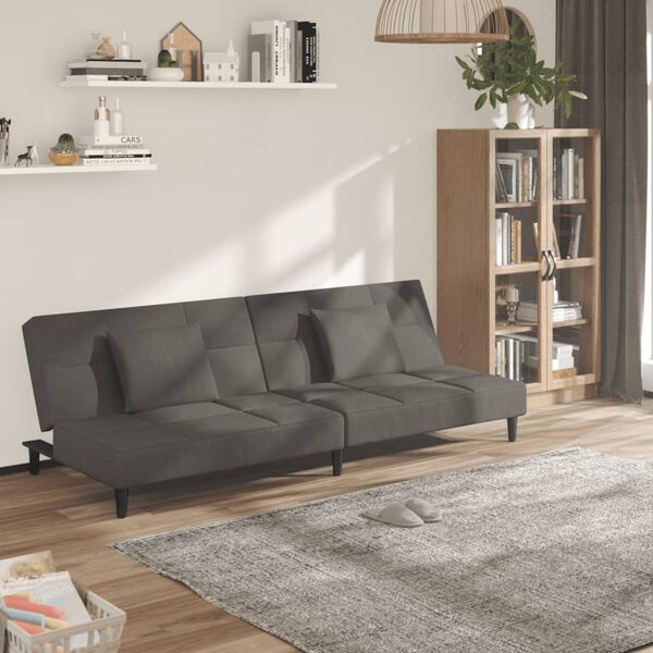 vidaXL Sofa Bed Dark Grey Velvet (100% polyester), wood, plastic 2-seater