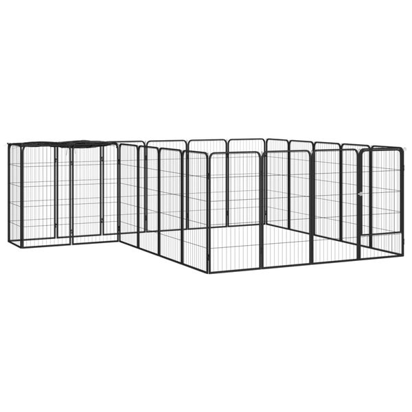 vidaXL Dog Playpen Black Powder-coated steel 22-Panel