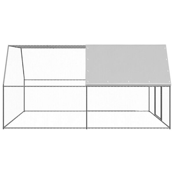 vidaXL Chicken Cage Silver and gray Galvanized steel, Polyethylene Large