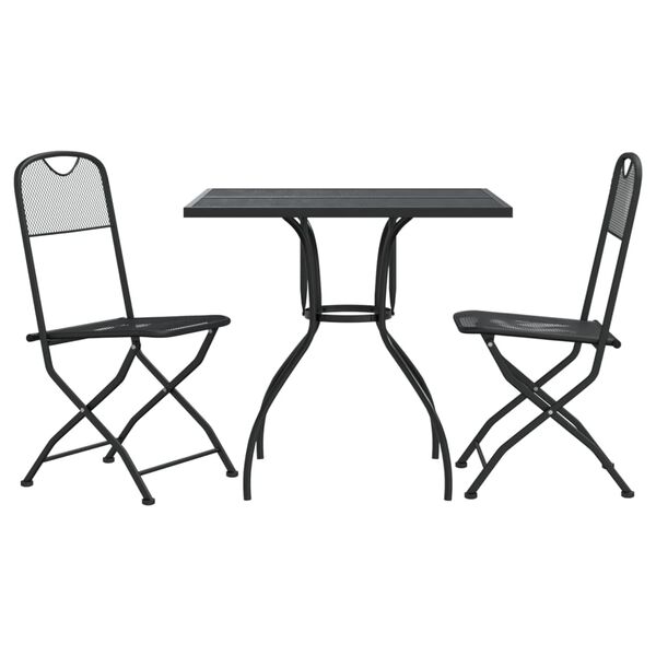 vidaXL Garden Dining Set Anthracite Expanded metal mesh Compact Foldable