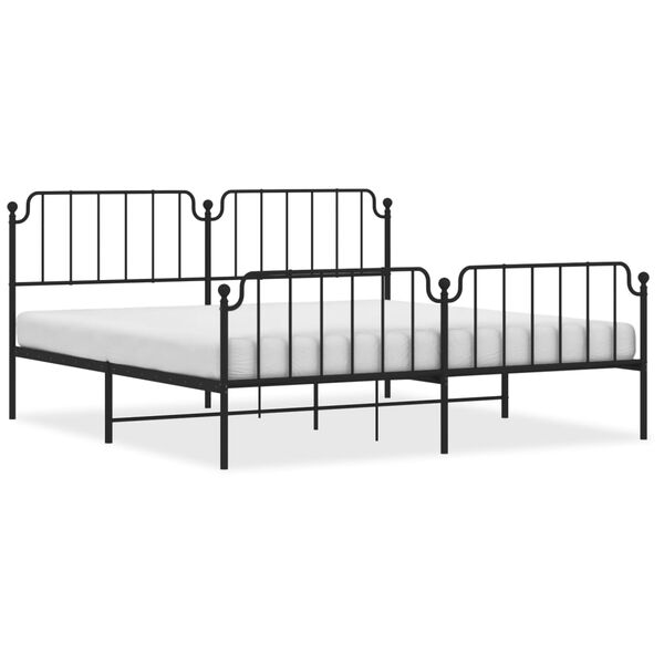 vidaXL Bed Frame Black Powder-Coated Steel Full Bed Frame Rectangular