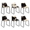 vidaXL Dining Chair Set of 6 Multicolor Genuine goat leather Standard