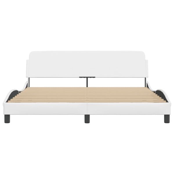 vidaXL Bed Frame "Dover" White 72"x83.9"Faux Leather