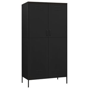 vidaXL Wardrobe Black Steel Large Wardrobe Rectangular Modern