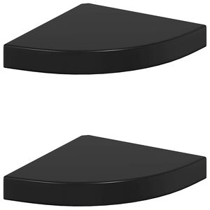vidaXL Corner Shelf Set of 2 High gloss black Honeycomb MDF