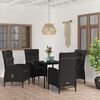 vidaXL Garden Dining Set Black PE rattan, powder-coated steel, glass