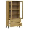 vidaXL Bookcase with Metal Legs Brown 33.5"x13.8"x67.9" Solid Wood OSLO